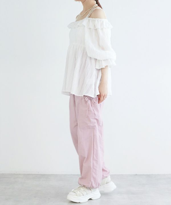 2way frilled collar top (white) *JP