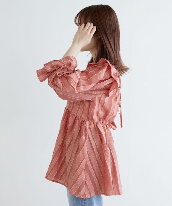 2way frilled collar top (coral pink) *JP