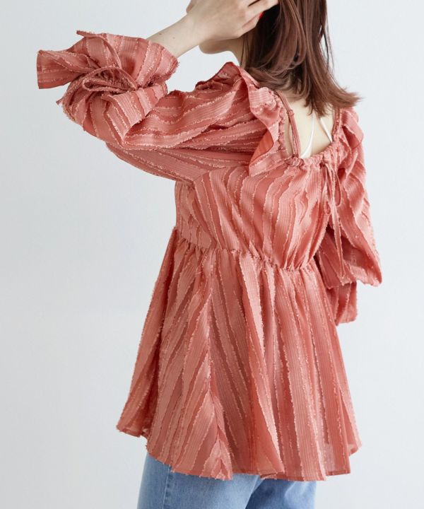 2way frilled collar top (coral pink) *JP