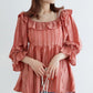 2way frilled collar top (coral pink) *JP