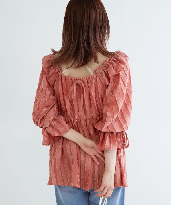 2way frilled collar top (coral pink) *JP