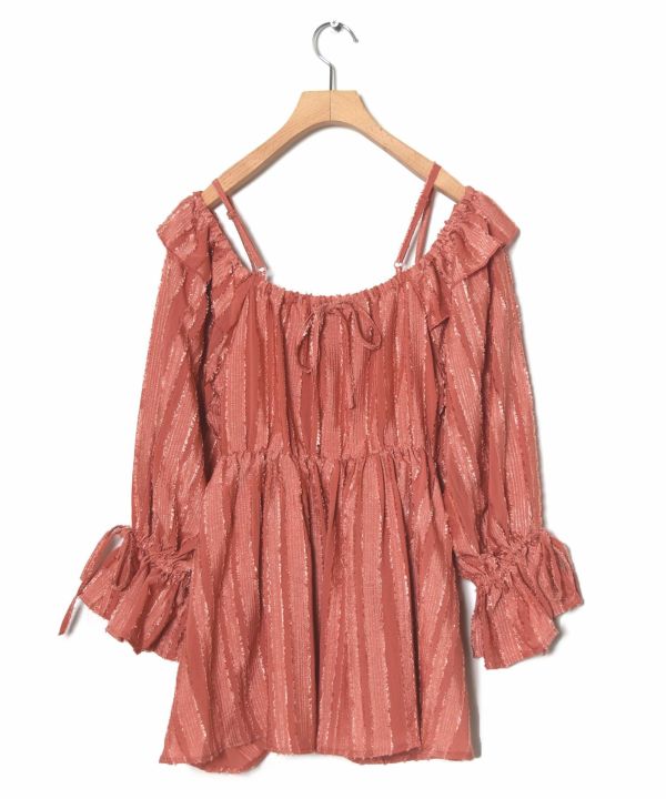 2way frilled collar top (coral pink) *JP