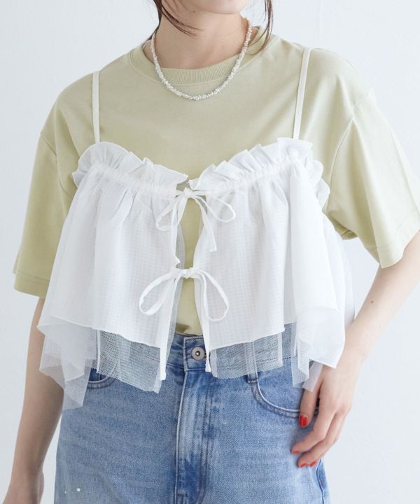 tee with frill cami (mint) *JP