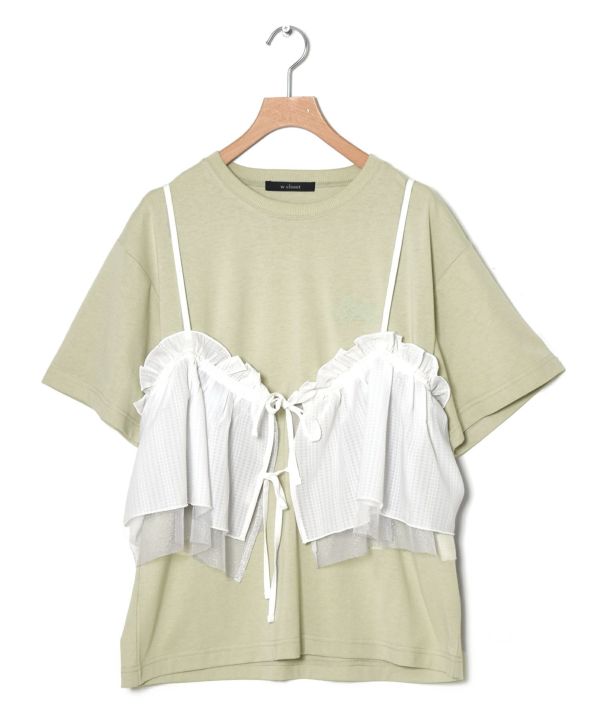 tee with frill cami (mint) *JP