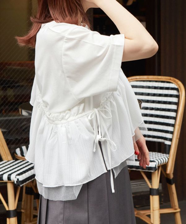 tee with frill cami (white) *JP