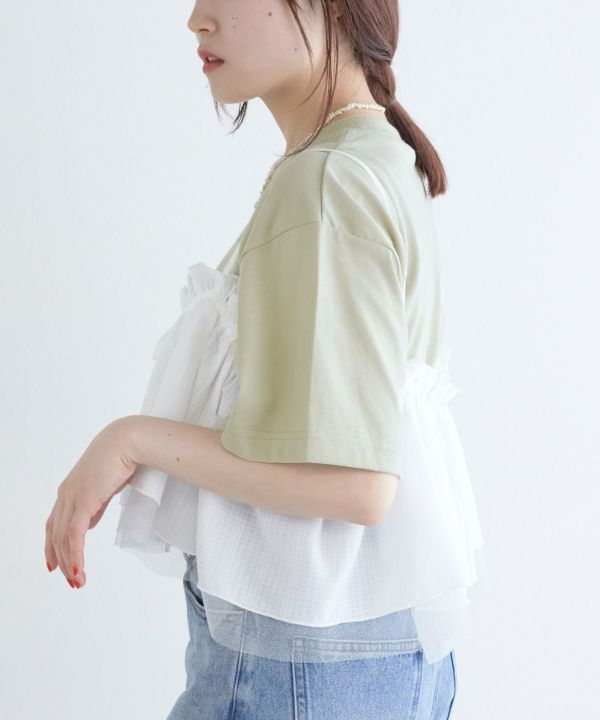 tee with frill cami (mint) *JP