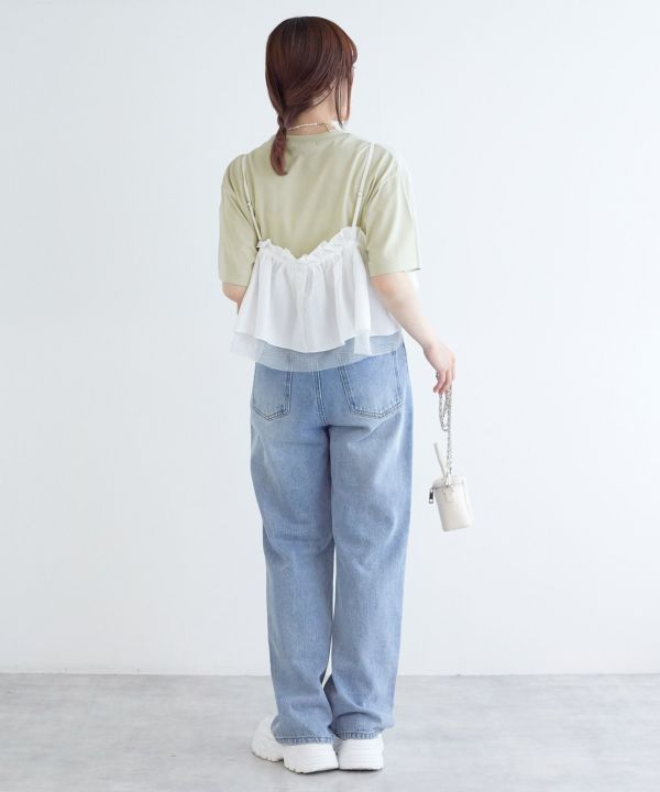 tee with frill cami (mint) *JP