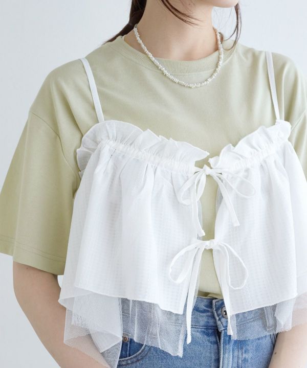 tee with frill cami (mint) *JP