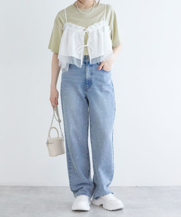 tee with frill cami (mint) *JP