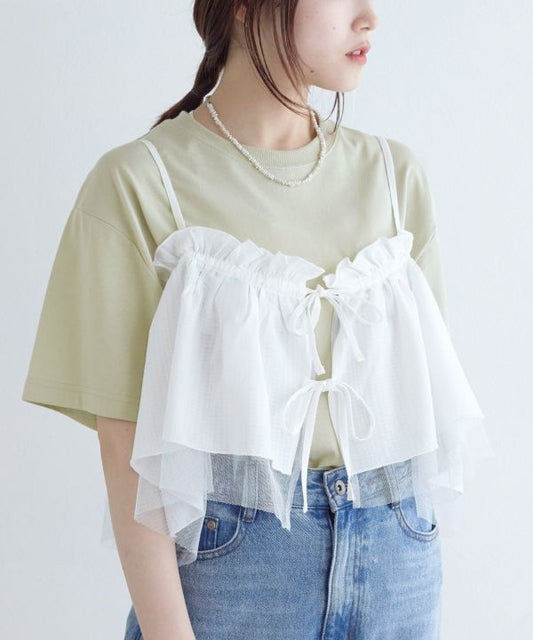 tee with frill cami (mint) *JP