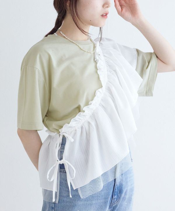 tee with frill cami (mint) *JP