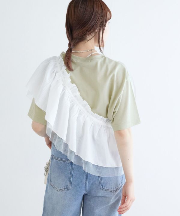 tee with frill cami (mint) *JP