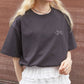 tee with frill cami (charcoal) *JP