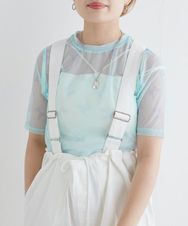 sheer ribbon top (blue) *JP