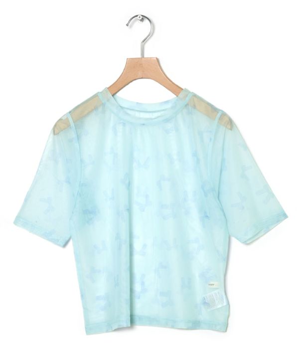 sheer ribbon top (blue) *JP