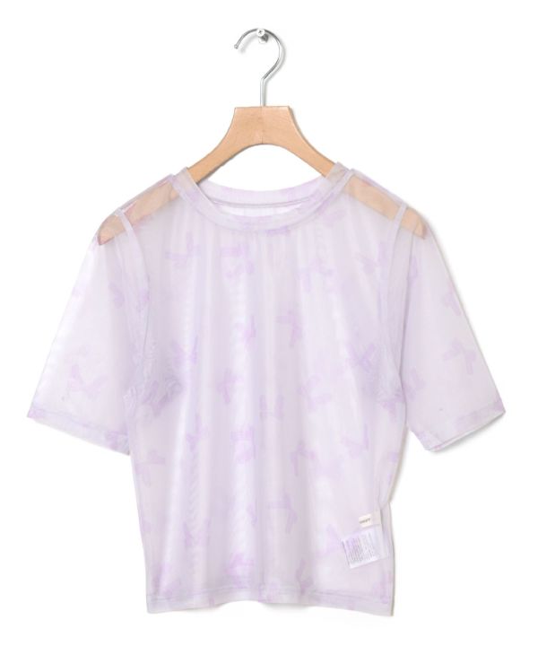 sheer ribbon top (purple) *JP