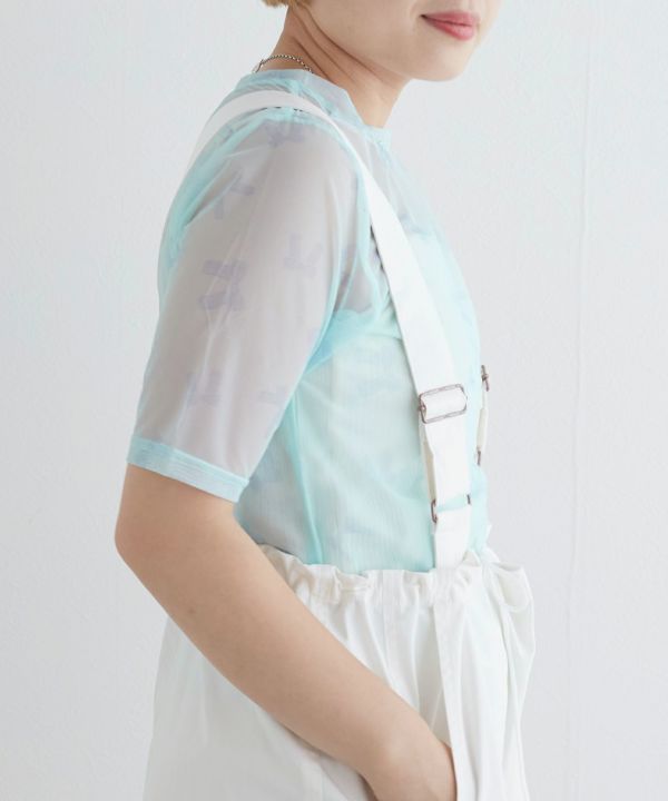 sheer ribbon top (blue) *JP