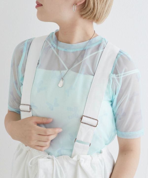 sheer ribbon top (blue) *JP