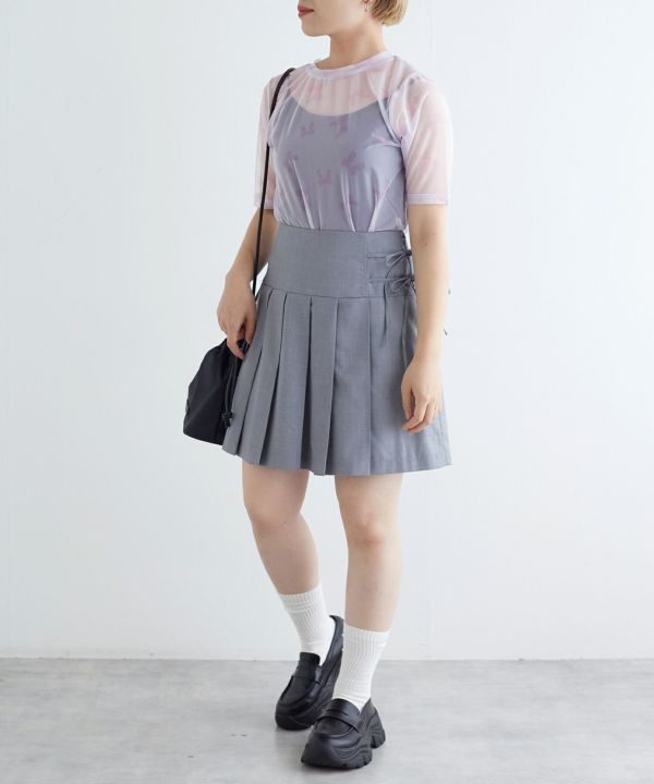 sheer ribbon top (purple) *JP