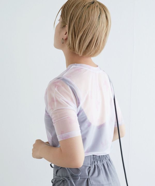 sheer ribbon top (purple) *JP