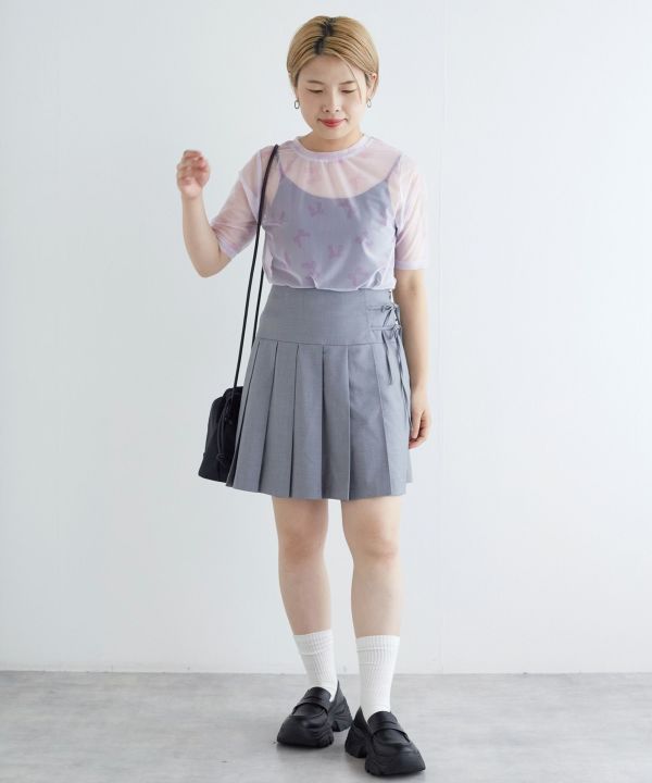 sheer ribbon top (purple) *JP