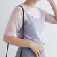 sheer ribbon top (purple) *JP