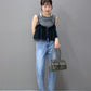 tee with frill cami (charcoal) *JP