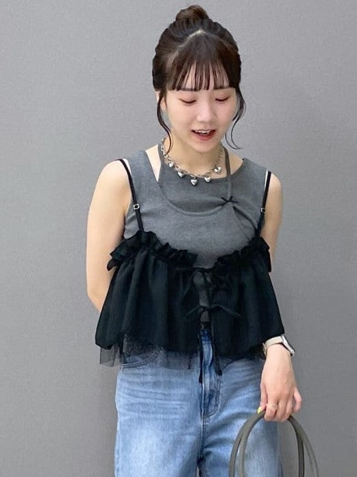 teleco layered tank top (charcoal) *JP