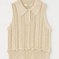 cable knit polo top (ivory) *JP