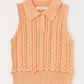 cable knit polo top (orange) *JP