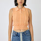 cable knit polo top (orange) *JP