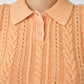 cable knit polo top (orange) *JP