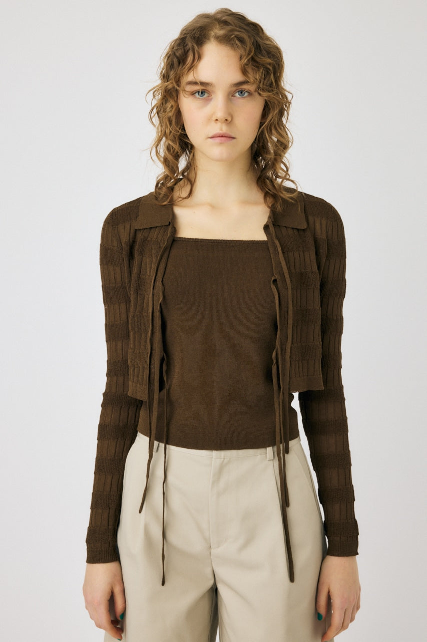 ribbon knit set (brown) *JP