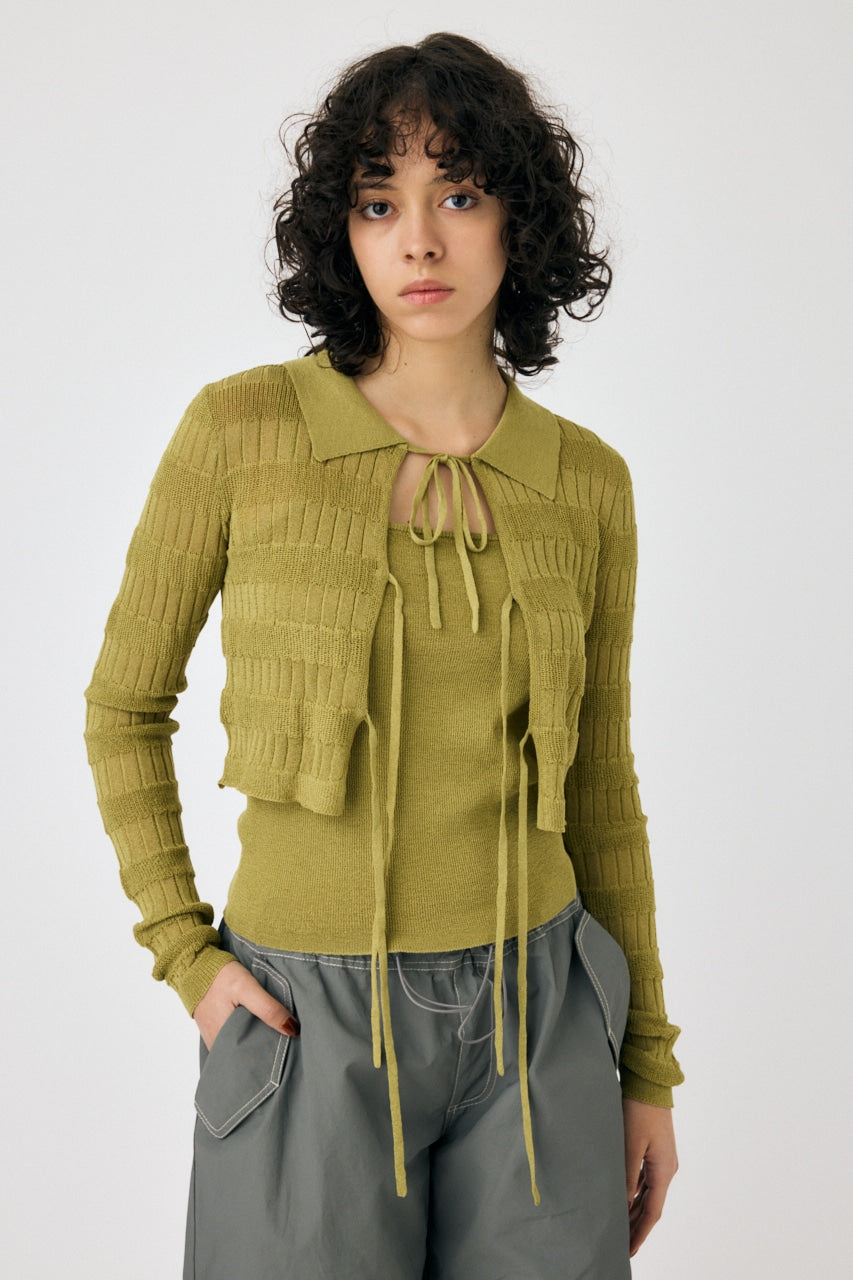 ribbon knit set (khaki) *JP