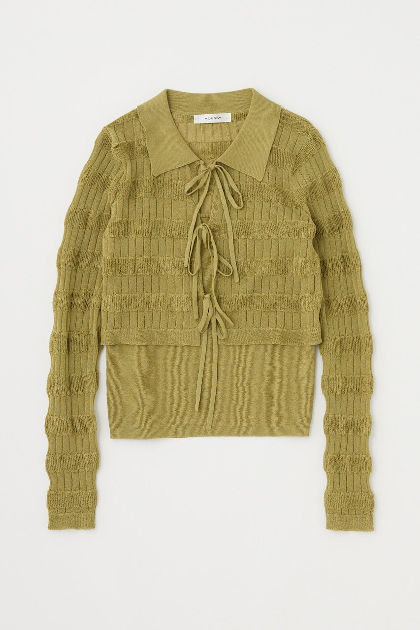 ribbon knit set (khaki) *JP