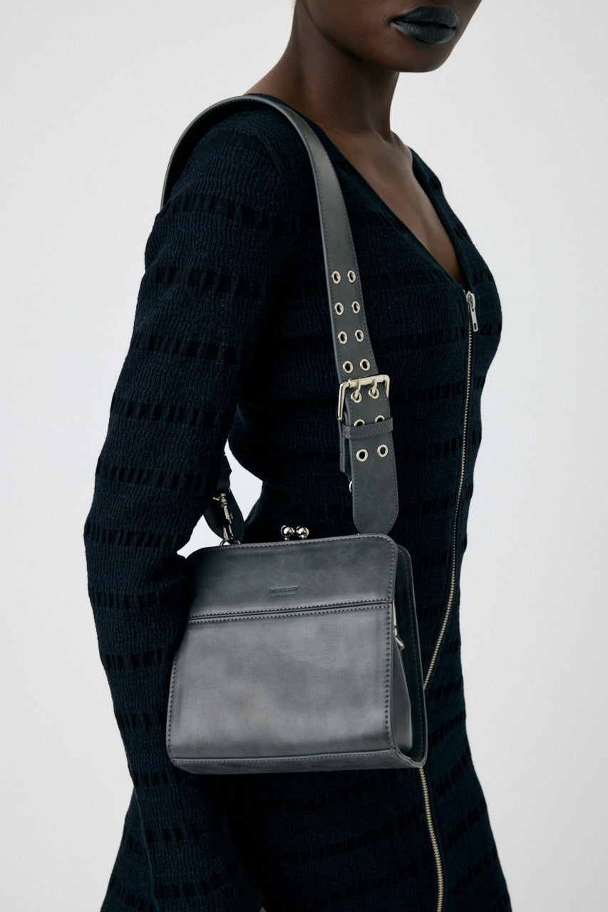 clasp eyelet shoulder bag (charcoal) *JP