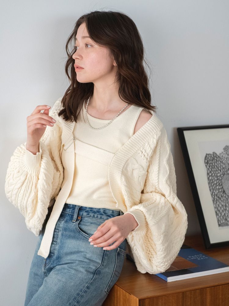 cable knit bolero set (ivory) *JP