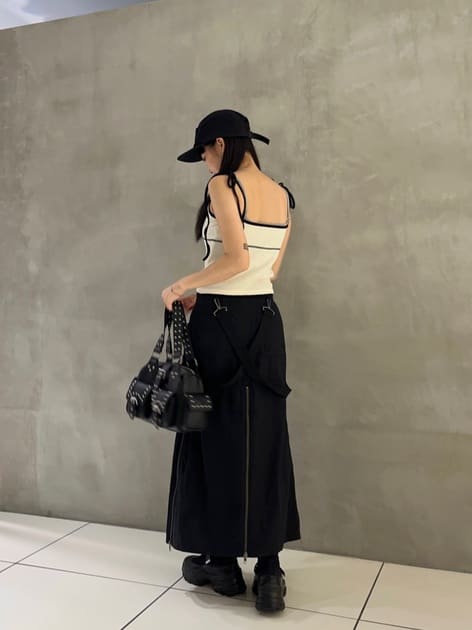 suspender maxi skirt (black) *JP