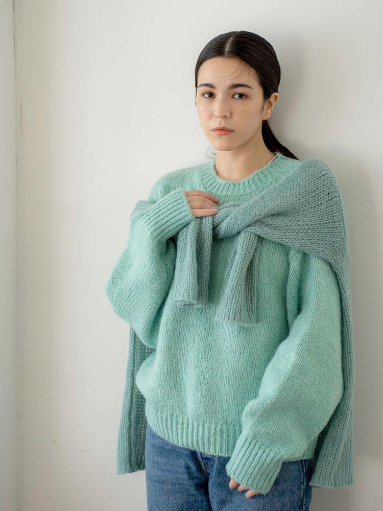 mohair blend loose knit (green) *JP