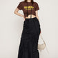 cut out gather skirt (black) *JP