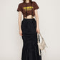 cut out gather skirt (black) *JP