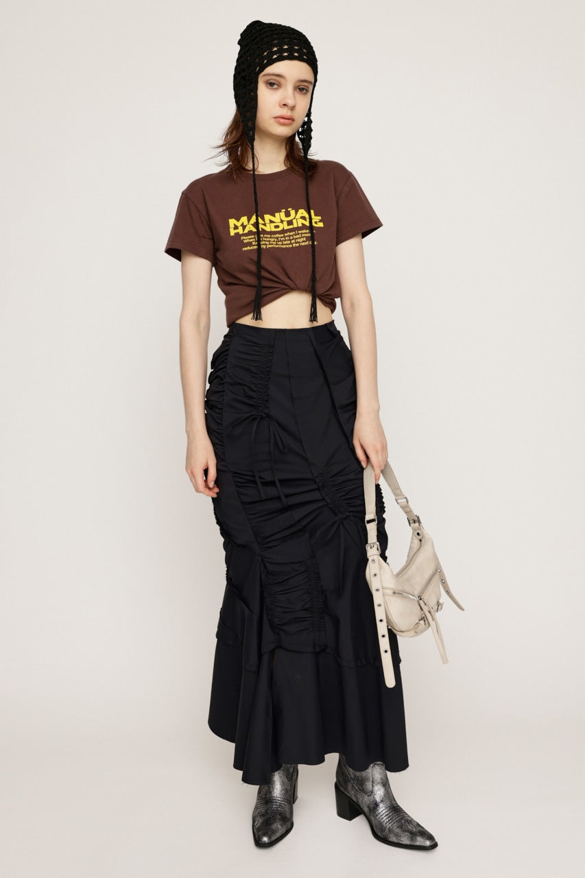 cut out gather skirt (black) *JP