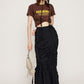 cut out gather skirt (black) *JP