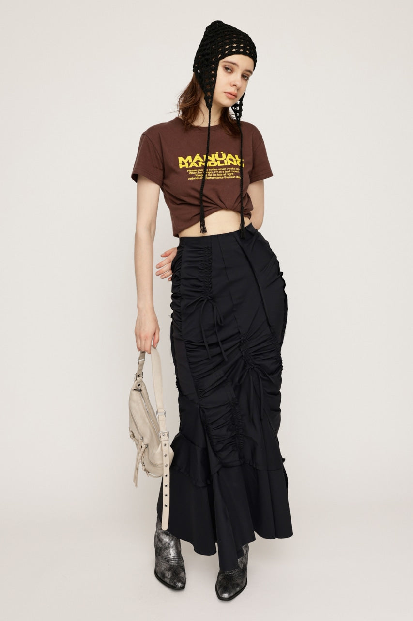 cut out gather skirt (black) *JP