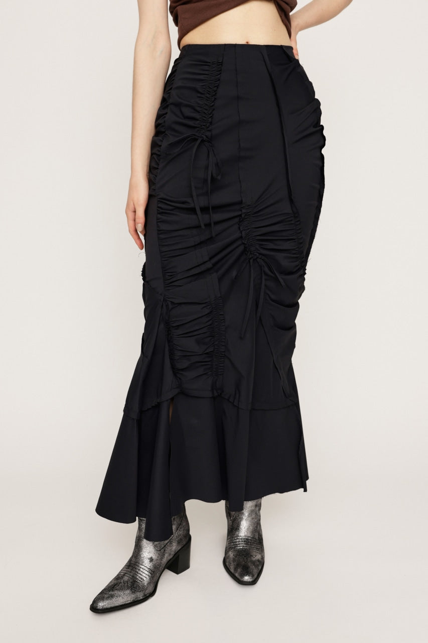 cut out gather skirt (black) *JP