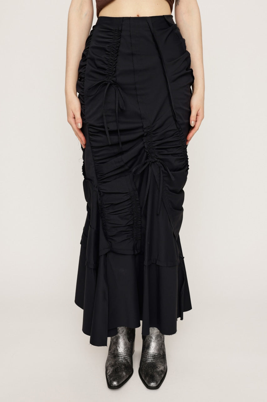 cut out gather skirt (black) *JP