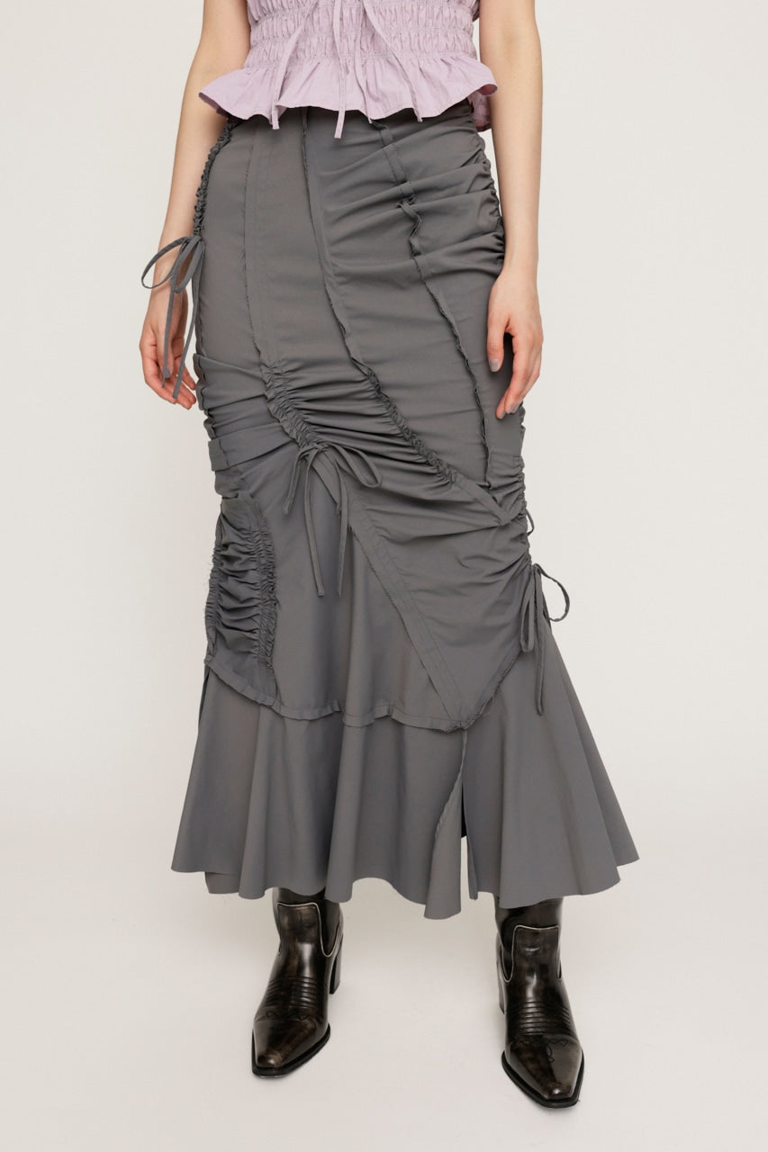 cut out gather skirt (grey) *JP