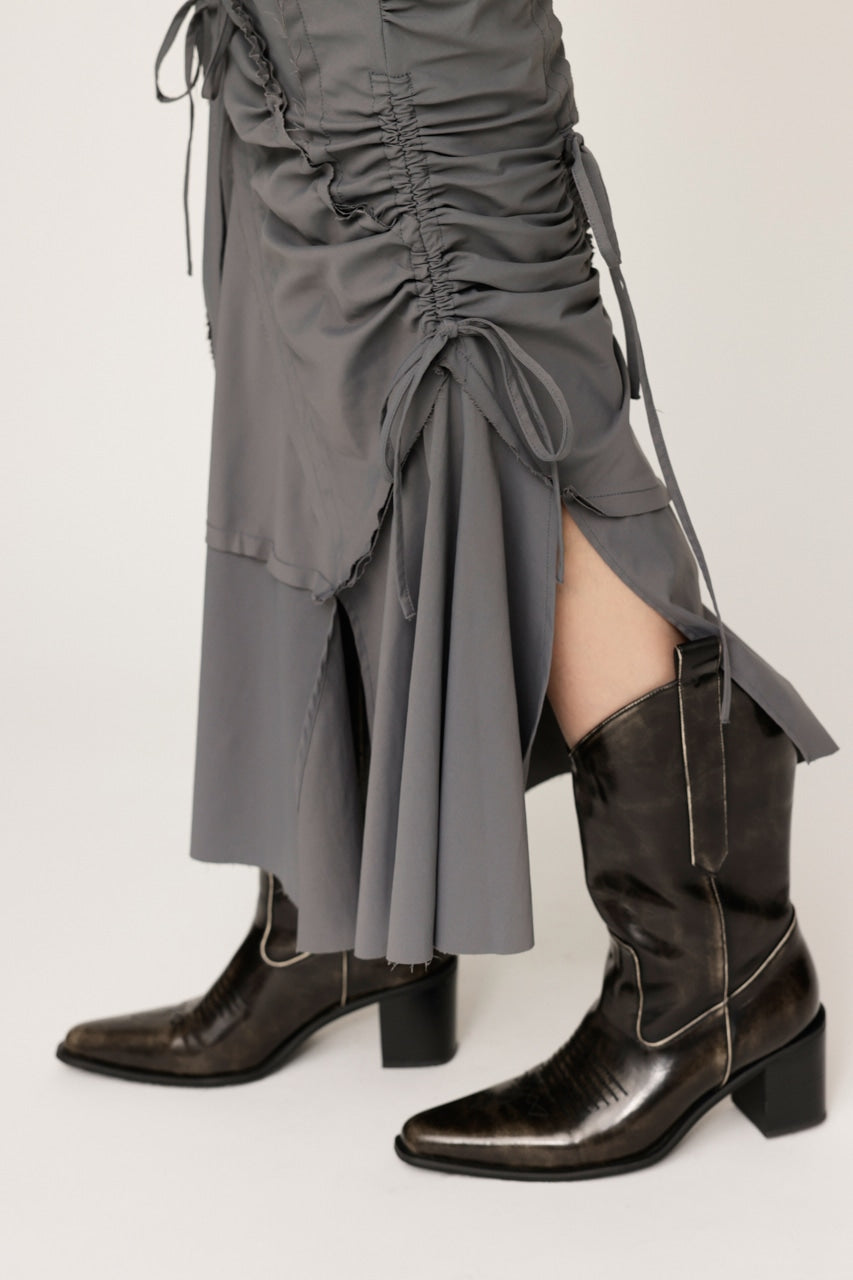 cut out gather skirt (grey) *JP