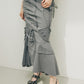 cut out gather skirt (grey) *JP