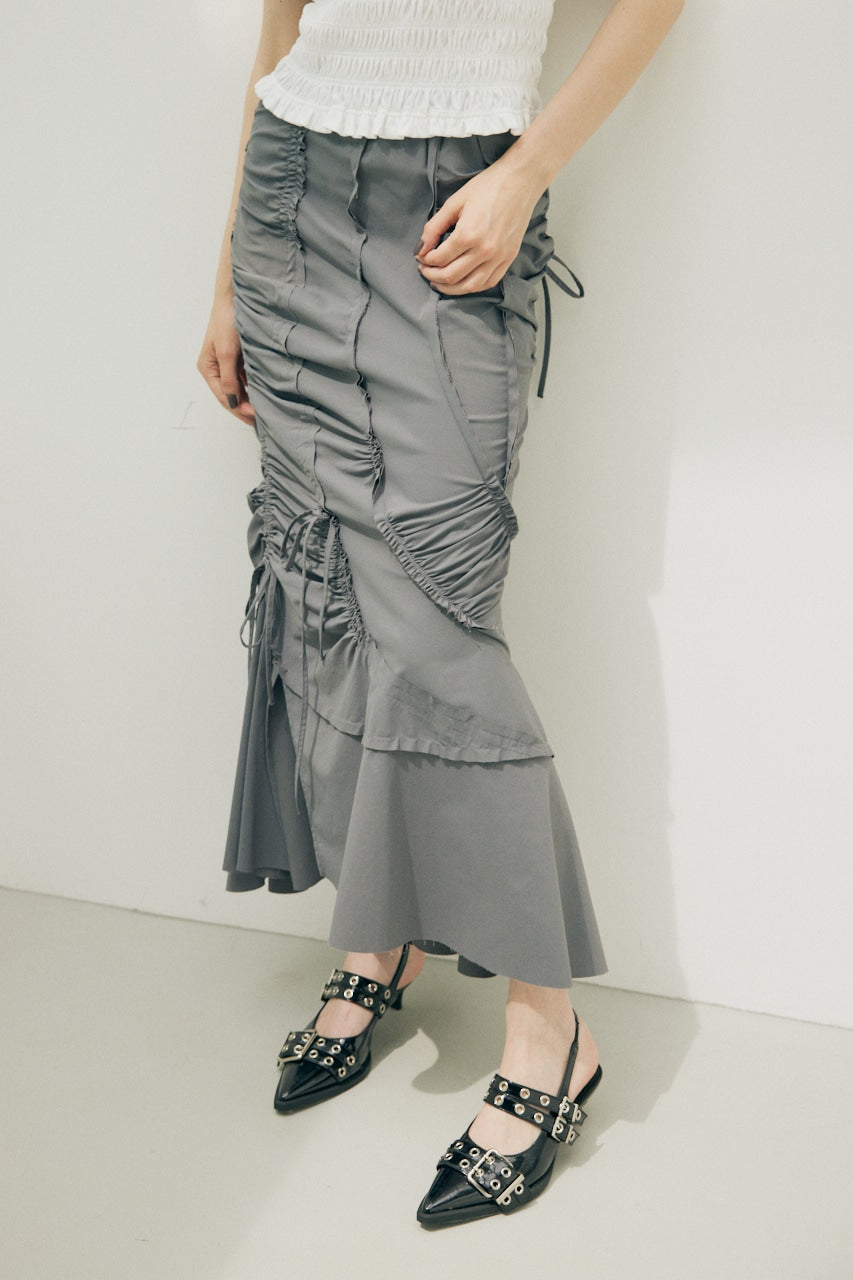 cut out gather skirt (grey) *JP